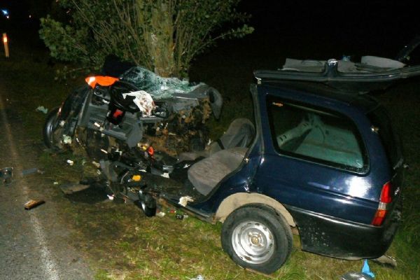Noční nehoda u obce Borovice: Jeden mrtvý, čtyři těžce zranění