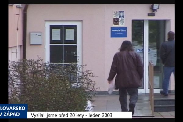 2003 – Sokolov: Daňové příjmy za byly o 11 % vyšší než se očekávalo (TV Západ)