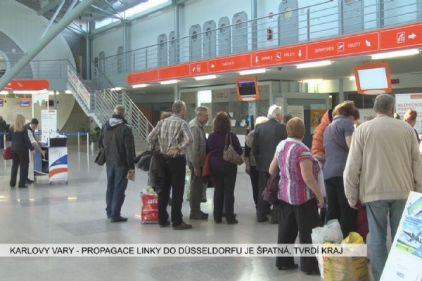 Karlovy Vary: Propagace letecké linky do Düsseldorfu je špatná, tvrdí kraj (TV Západ)
