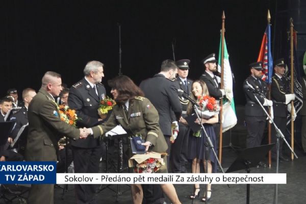 Sokolov: Předáno pět medailí Za zásluhy o bezpečnost (TV Západ)