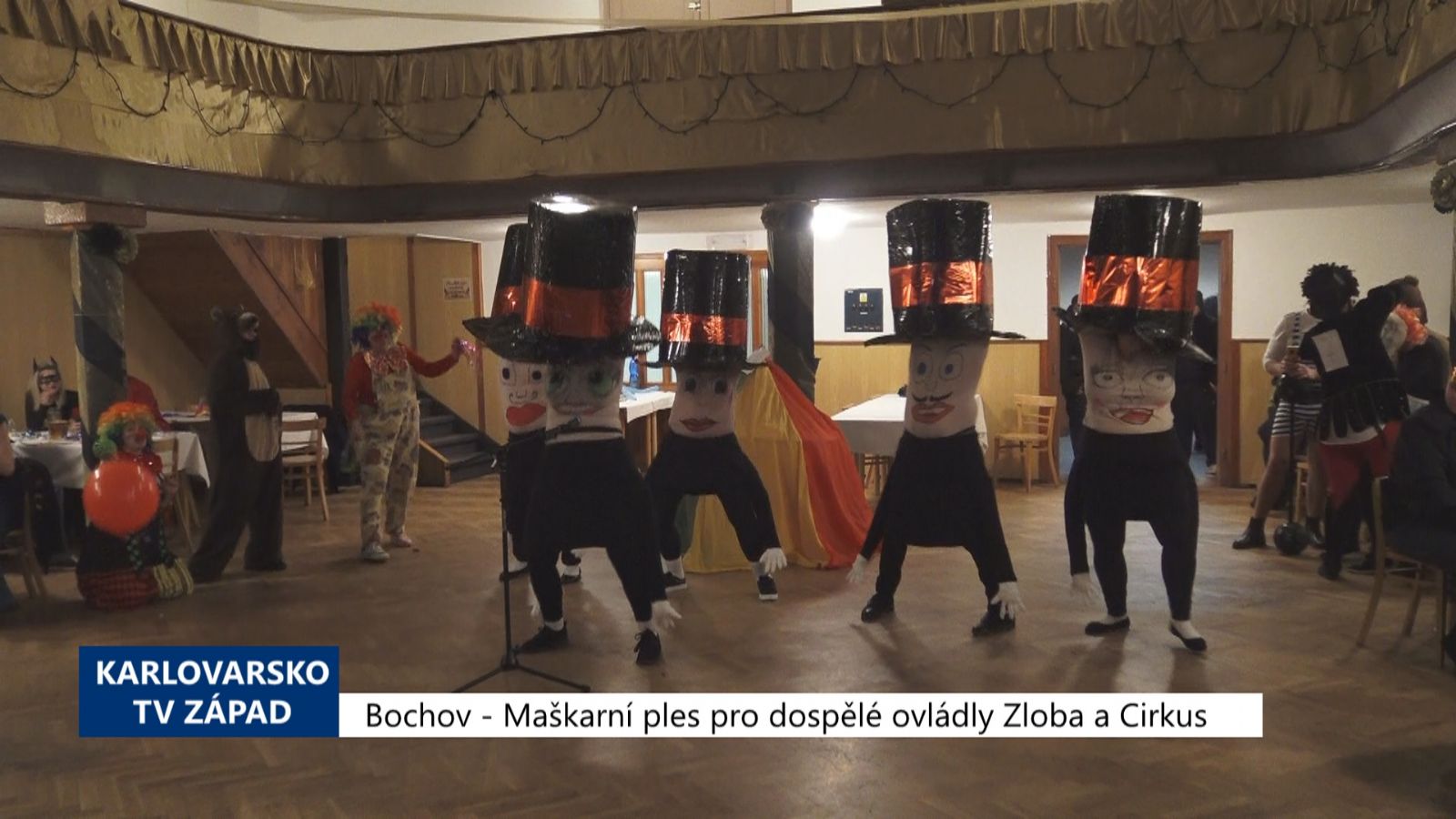 Bochov: Maškarní ples pro dospělé ovládly Zloba a Cirkus (TV Západ)