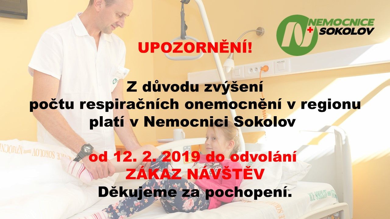Dnes vydala zákaz návštěv i Nemocnice Sokolov