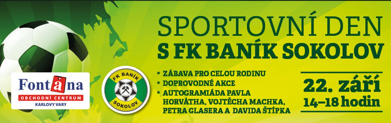 Karlovy Vary: V sobotu se bude v OC Fontána konat Sportovní den s FK Baník Sokolov
